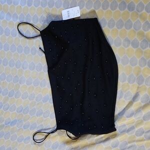 Beaded Black Crop Top New